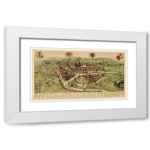 Benelux Liege Belgium Panoramic - Blaeu 1649 White Modern Wood Framed Art Print with Double Matting by Blaeu