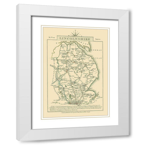 Lincolnshire County England - Cary 1792 White Modern Wood Framed Art Print with Double Matting by Cary