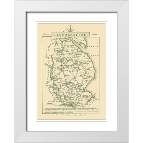 Lincolnshire County England - Cary 1792 White Modern Wood Framed Art Print with Double Matting by Cary