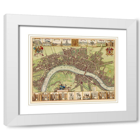 London Thames River England - DeHooghe 1689 White Modern Wood Framed Art Print with Double Matting by De Hooghe