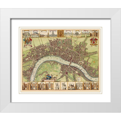 London Thames River England - DeHooghe 1689 White Modern Wood Framed Art Print with Double Matting by De Hooghe