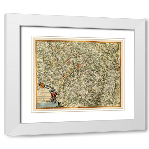 Lorraine Region France - Visscher 1681 White Modern Wood Framed Art Print with Double Matting by Visscher