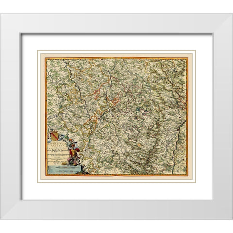 Lorraine Region France - Visscher 1681 White Modern Wood Framed Art Print with Double Matting by Visscher