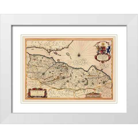 Lothian Region Scotland - Blaeu 1640 White Modern Wood Framed Art Print with Double Matting by Blaeu