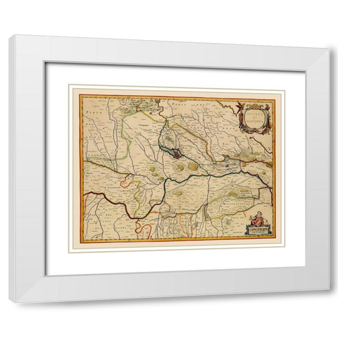 Po Valley Italy - Blaeu 1640 White Modern Wood Framed Art Print with Double Matting by Blaeu