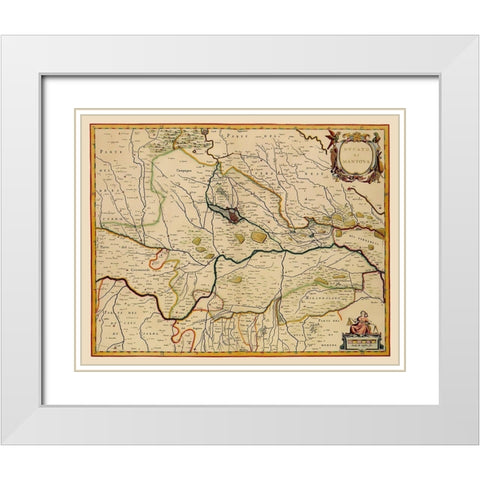 Po Valley Italy - Blaeu 1640 White Modern Wood Framed Art Print with Double Matting by Blaeu