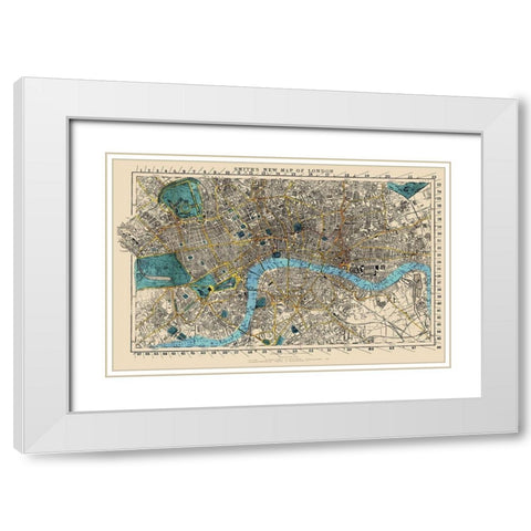 London England - Smith 1860 White Modern Wood Framed Art Print with Double Matting by Smith