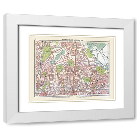 Finsbury Park Clapton London UK - Bartholomew 1921 White Modern Wood Framed Art Print with Double Matting by Bartholomew
