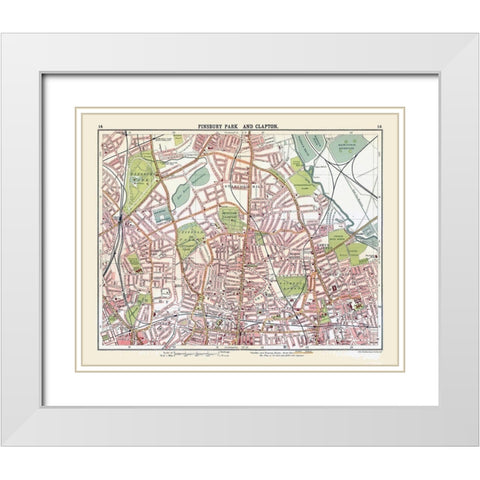 Finsbury Park Clapton London UK - Bartholomew 1921 White Modern Wood Framed Art Print with Double Matting by Bartholomew