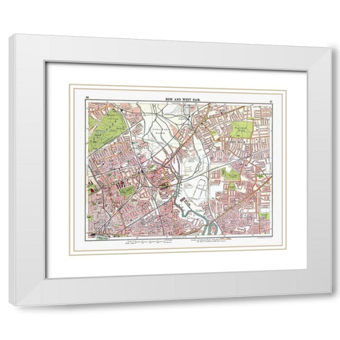 Bow West Ham London UK - Bartholomew 1921 White Modern Wood Framed Art Print with Double Matting by Bartholomew