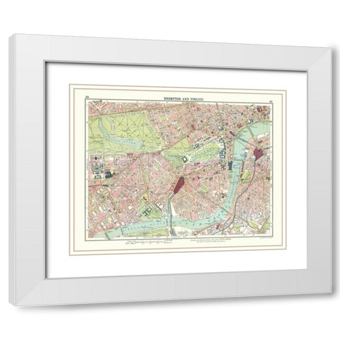 Brompton Pimlico London UK - Bartholomew 1921 White Modern Wood Framed Art Print with Double Matting by Bartholomew