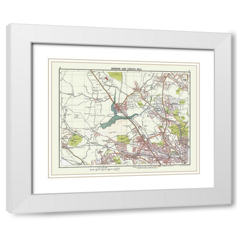 Hendon Childs Hill London UK - Bartholomew 1921 White Modern Wood Framed Art Print with Double Matting by Bartholomew