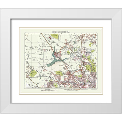 Hendon Childs Hill London UK - Bartholomew 1921 White Modern Wood Framed Art Print with Double Matting by Bartholomew