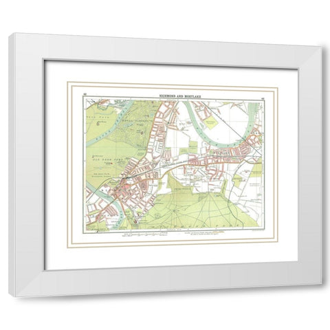 Richmond Mortlake London UK - Bartholomew 1921 White Modern Wood Framed Art Print with Double Matting by Bartholomew