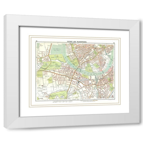Putney Wandsworth London UK - Bartholomew 1921 White Modern Wood Framed Art Print with Double Matting by Bartholomew