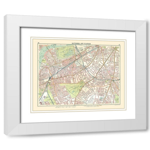 Battersea Clapham London UK - Bartholomew 1921 White Modern Wood Framed Art Print with Double Matting by Bartholomew