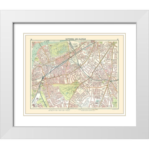 Battersea Clapham London UK - Bartholomew 1921 White Modern Wood Framed Art Print with Double Matting by Bartholomew