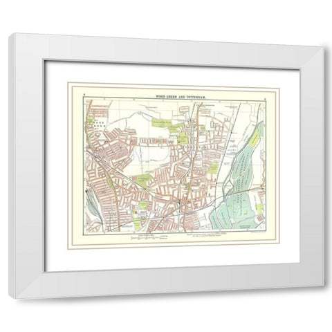 Wood Green Tottenham London UK - Bartholomew 1921 White Modern Wood Framed Art Print with Double Matting by Bartholomew