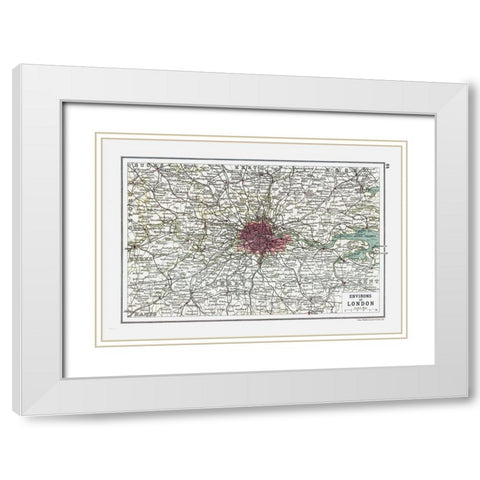 London UK - Bartholomew 1921 White Modern Wood Framed Art Print with Double Matting by Bartholomew