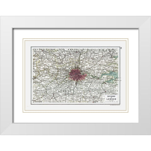 London UK - Bartholomew 1921 White Modern Wood Framed Art Print with Double Matting by Bartholomew