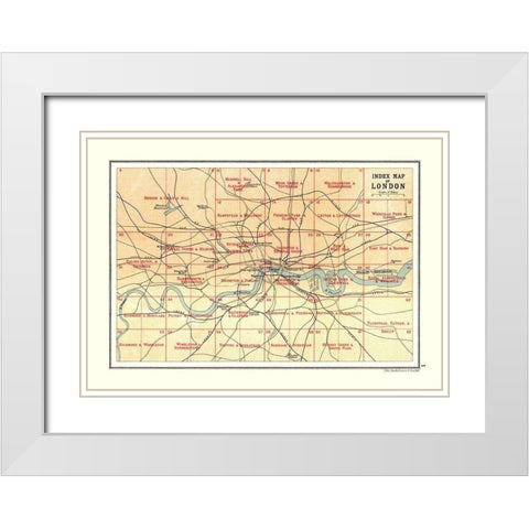 Index London UK - Bartholomew 1921 White Modern Wood Framed Art Print with Double Matting by Bartholomew