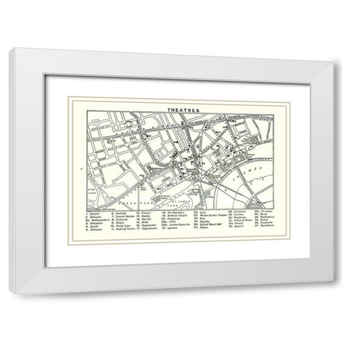 London Theatres UK - Bartholomew 1921 White Modern Wood Framed Art Print with Double Matting by Bartholomew
