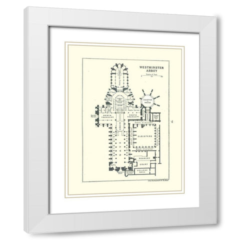 Westminster Abbey London UK - Bartholomew 1921 White Modern Wood Framed Art Print with Double Matting by Bartholomew