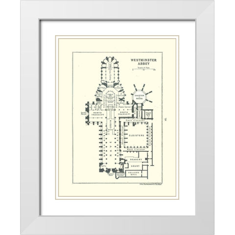 Westminster Abbey London UK - Bartholomew 1921 White Modern Wood Framed Art Print with Double Matting by Bartholomew