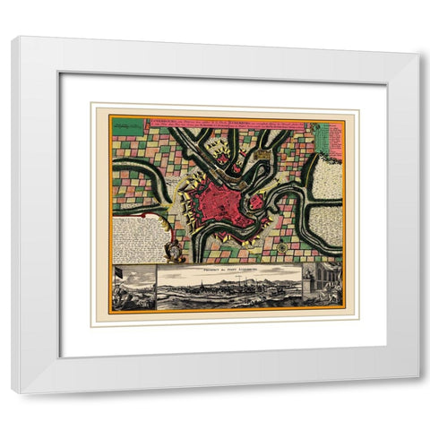 Benelux Luxembourg - Seutter 1730 White Modern Wood Framed Art Print with Double Matting by Seutter