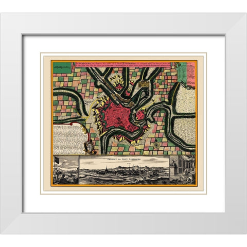 Benelux Luxembourg - Seutter 1730 White Modern Wood Framed Art Print with Double Matting by Seutter