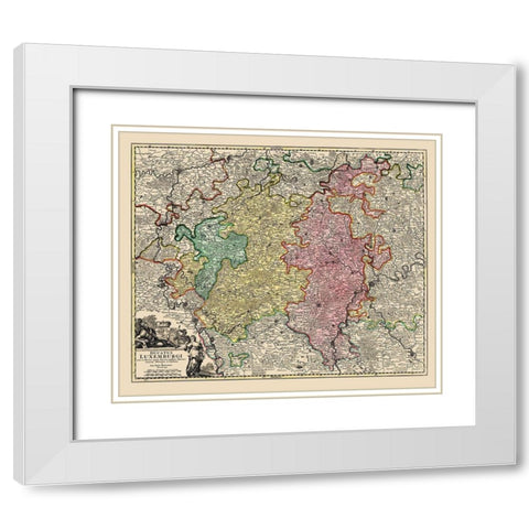 Grand Duchy of Luxembourg Belgium Netherlands White Modern Wood Framed Art Print with Double Matting by Homann