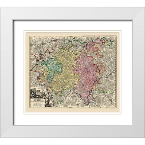 Grand Duchy of Luxembourg Belgium Netherlands White Modern Wood Framed Art Print with Double Matting by Homann
