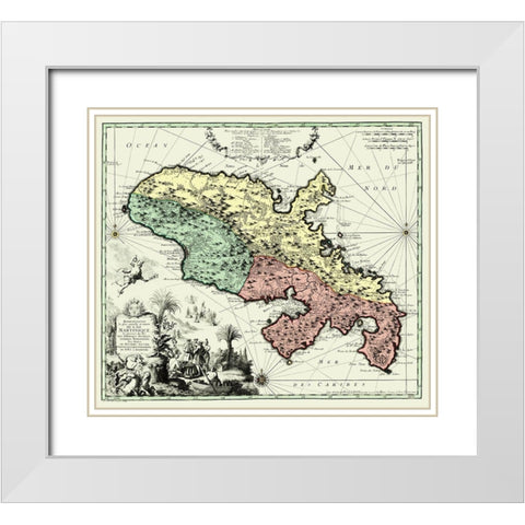 Caribbean Martinique Winward Islands - Seutter White Modern Wood Framed Art Print with Double Matting by Seutter