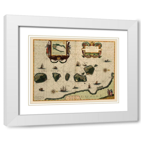 Asia Maluku Islands Indonesia - Blaeu 1630 White Modern Wood Framed Art Print with Double Matting by Blaeu
