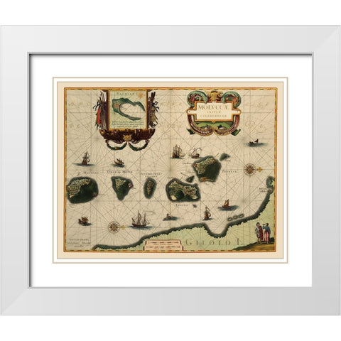 Asia Maluku Islands Indonesia - Blaeu 1630 White Modern Wood Framed Art Print with Double Matting by Blaeu