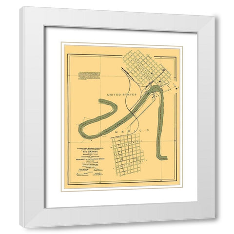 Rio Grande Border Matamoros Mexico United States White Modern Wood Framed Art Print with Double Matting by Peters