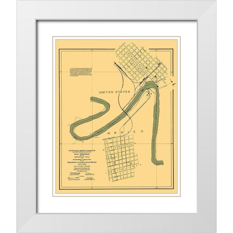 Rio Grande Border Matamoros Mexico United States White Modern Wood Framed Art Print with Double Matting by Peters