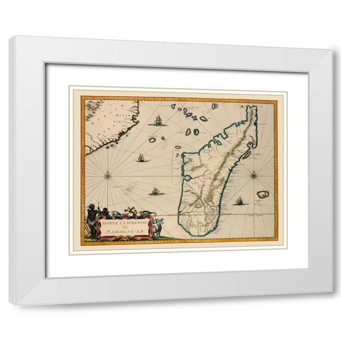 Madagascar Africa - Blaeu 1662 White Modern Wood Framed Art Print with Double Matting by Blaeu