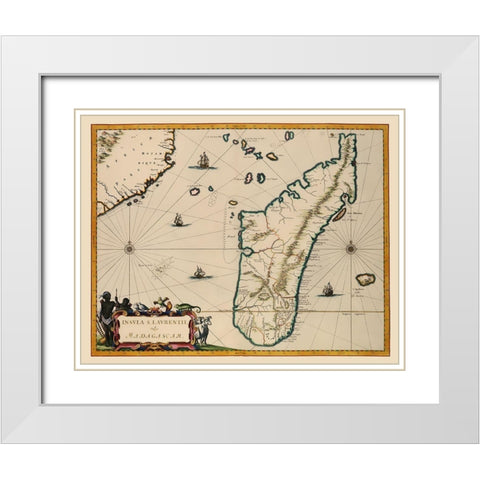 Madagascar Africa - Blaeu 1662 White Modern Wood Framed Art Print with Double Matting by Blaeu