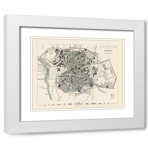 Iberian Peninsula Madrid Spain - Baldwin 1831 White Modern Wood Framed Art Print with Double Matting by Baldwin