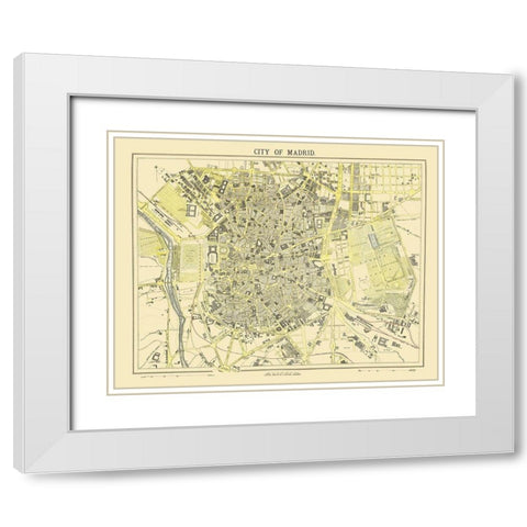 Iberian Peninsula Madrid Spain - Letts 1883 White Modern Wood Framed Art Print with Double Matting by Letts