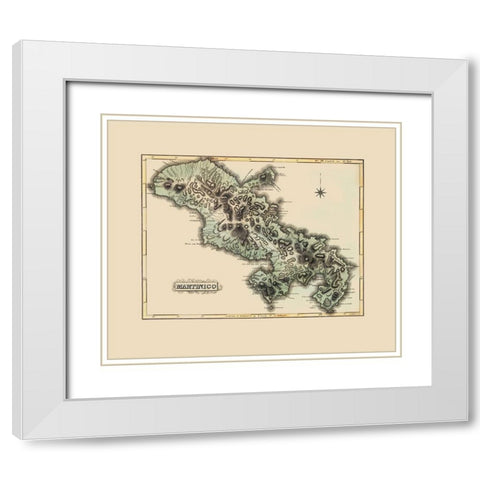 Caribbean Martinique - Lucas 1823 White Modern Wood Framed Art Print with Double Matting by Lucas