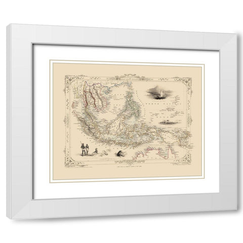 Malasian Archipelago Asia - Tallis 1851 White Modern Wood Framed Art Print with Double Matting by Tallis