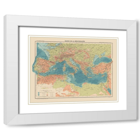 Mediterranean Basin Europe - Schrader 1908 White Modern Wood Framed Art Print with Double Matting by Schrader