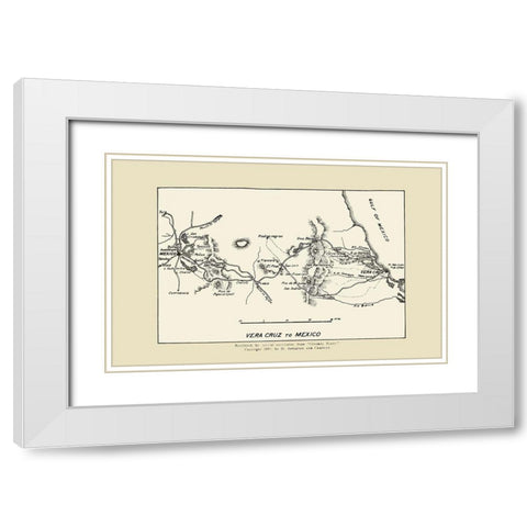 Vera Cruz to Mexico City War Map 1893 White Modern Wood Framed Art Print with Double Matting by Appleton