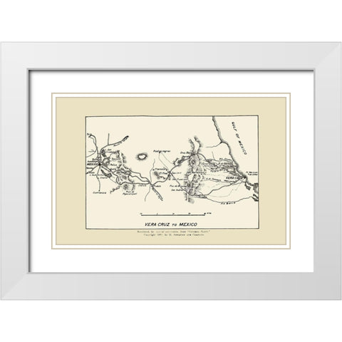 Vera Cruz to Mexico City War Map 1893 White Modern Wood Framed Art Print with Double Matting by Appleton
