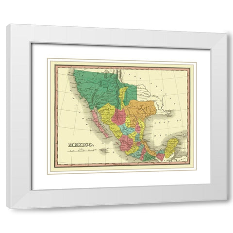 Territories Mexico - Finley 1831 White Modern Wood Framed Art Print with Double Matting by Finley