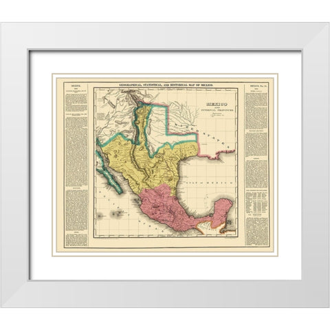 Internal Provinces Mexico - Young 1822 White Modern Wood Framed Art Print with Double Matting by Young
