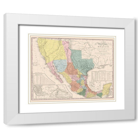 United States Mexico - Tanner 1847 White Modern Wood Framed Art Print with Double Matting by Tanner