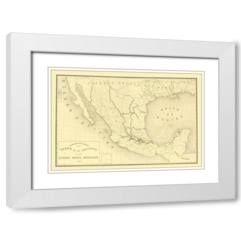 Railroads Mexico - Hermanos 1890 White Modern Wood Framed Art Print with Double Matting by Hermanos